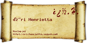 Őri Henrietta névjegykártya